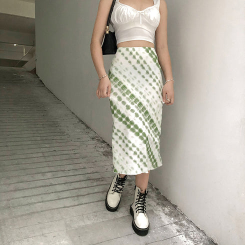 European And American Tie-dye High Waist Slim Wrap Hip Skirt - ROUTINE FASHION